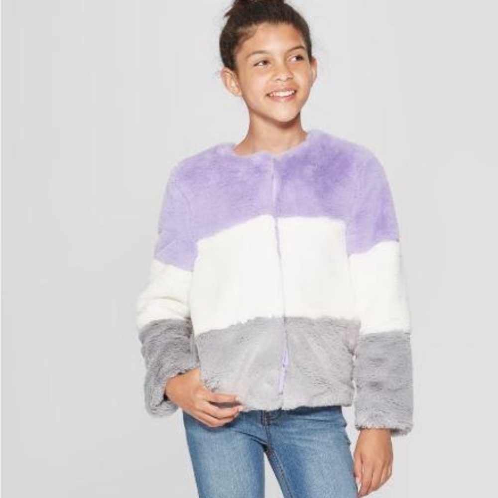Cat & Jack Hushed Violet Faux Fur Jacket Size XS